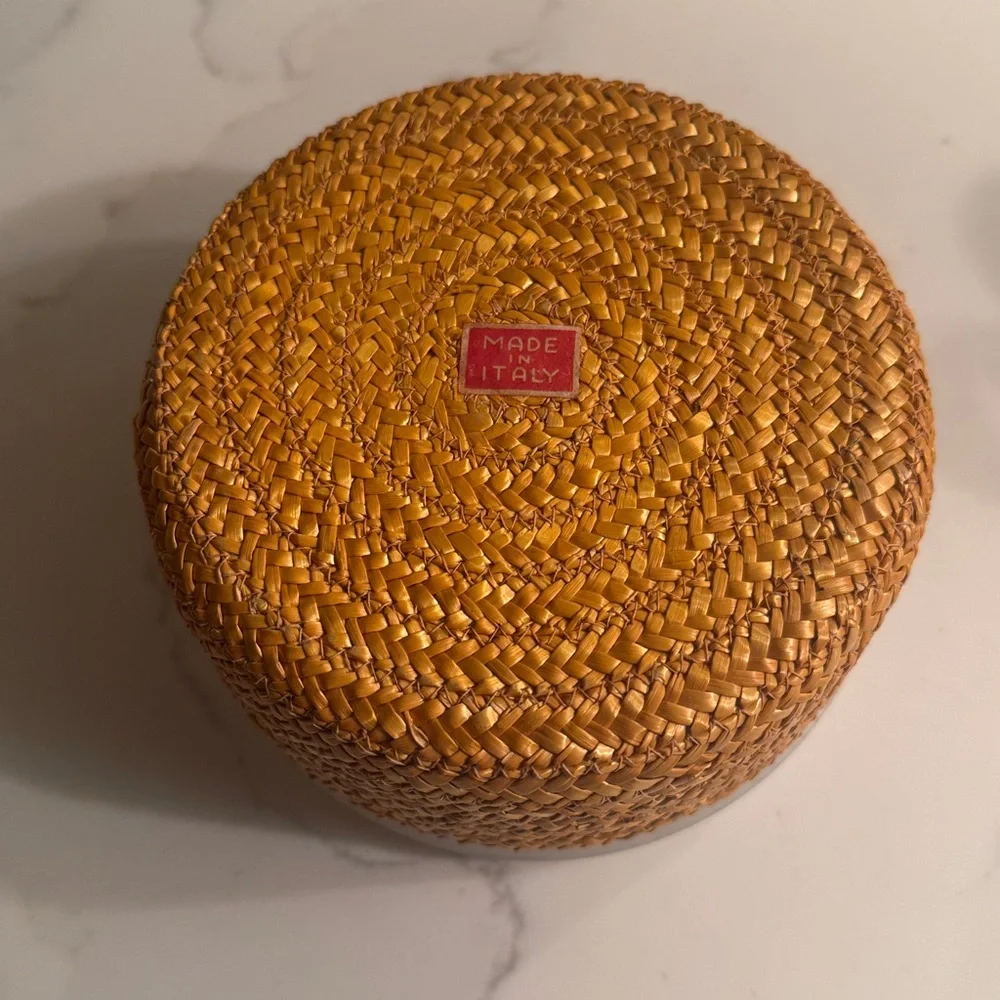 Vintage Woven Raffia  Lidded Box Made in Italy